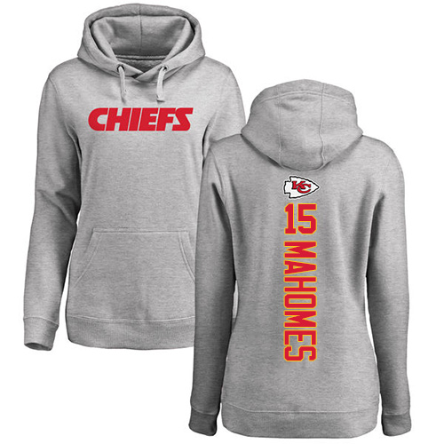 Women Football Kansas City Chiefs #15 Mahomes Patrick Ash Backer Pullover Hoodie
